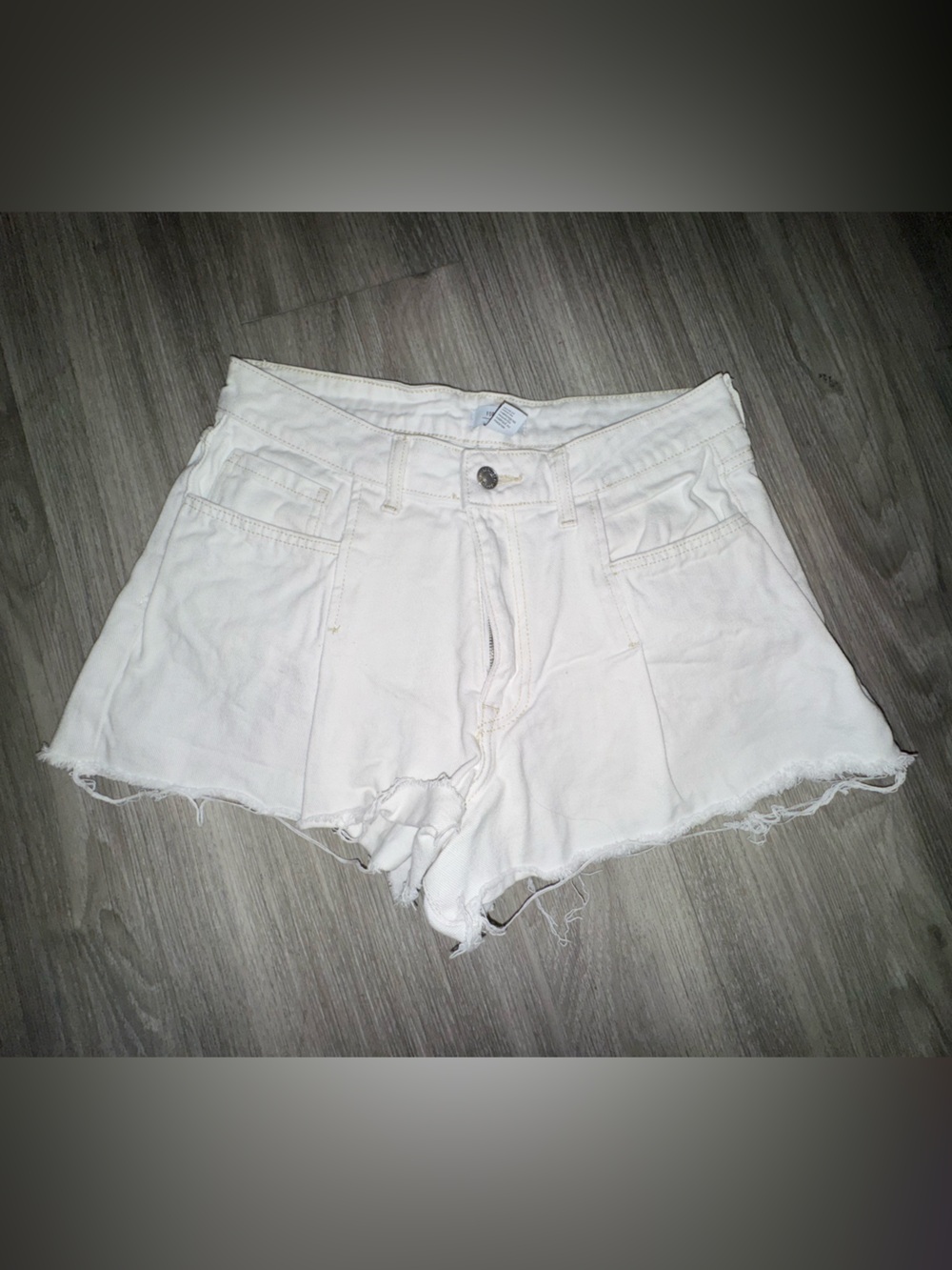 Forever 21 White Distressed Denim Cutoff Shorts